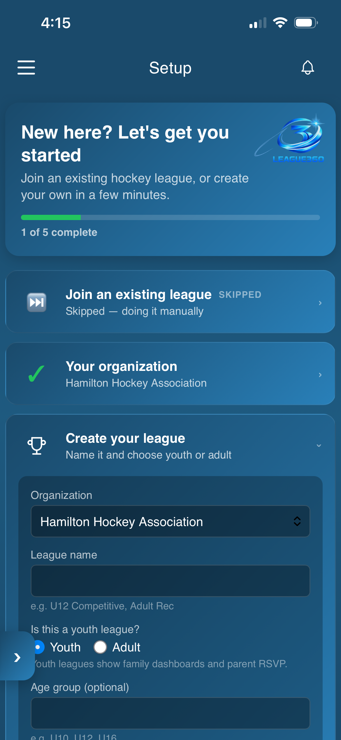 League Setup